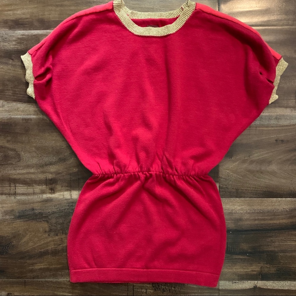 Tea collection red and gold sweater dress